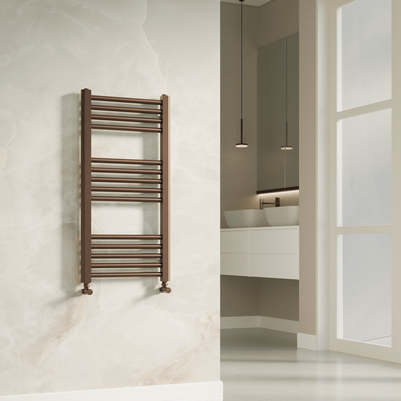Brushed Bronze Towel Rail Radiator | Bathroom Nation