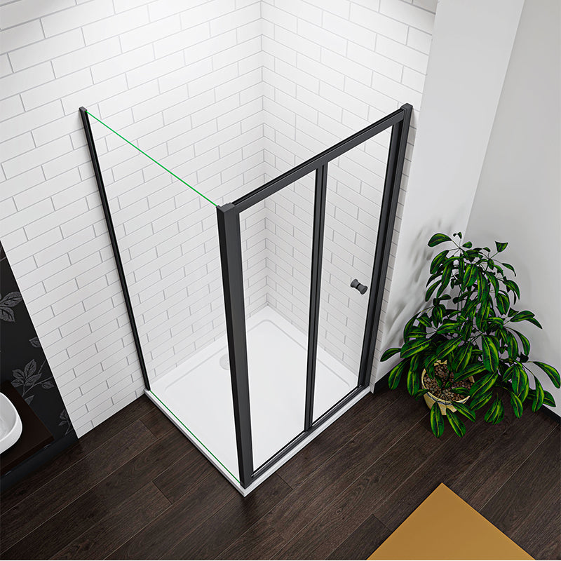 Linea Black Framed Bi Fold Shower Door 5mm Clear Glass - Select Size
