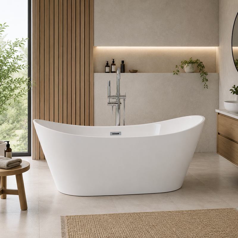 Banyetti Pure Freestanding Acrylic Bath - White (Select Size)