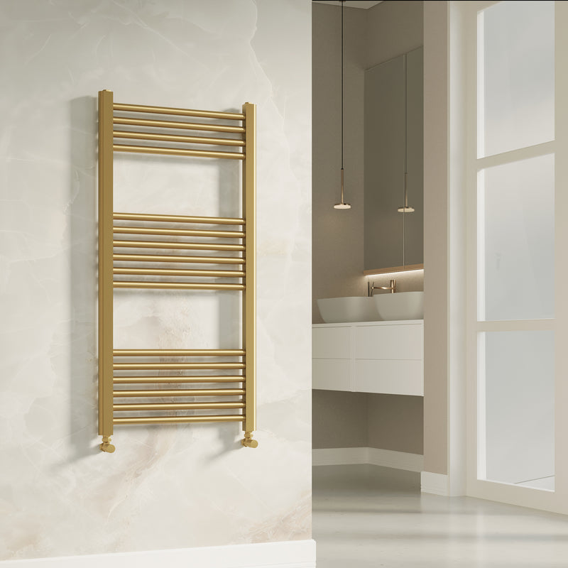 Banyetti Aureli 1000mm x 500mm Brushed Brass Ladder Towel Radiator