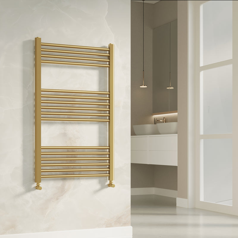 Banyetti Aureli 1000mm x 600mm Brushed Brass Ladder Towel Radiator