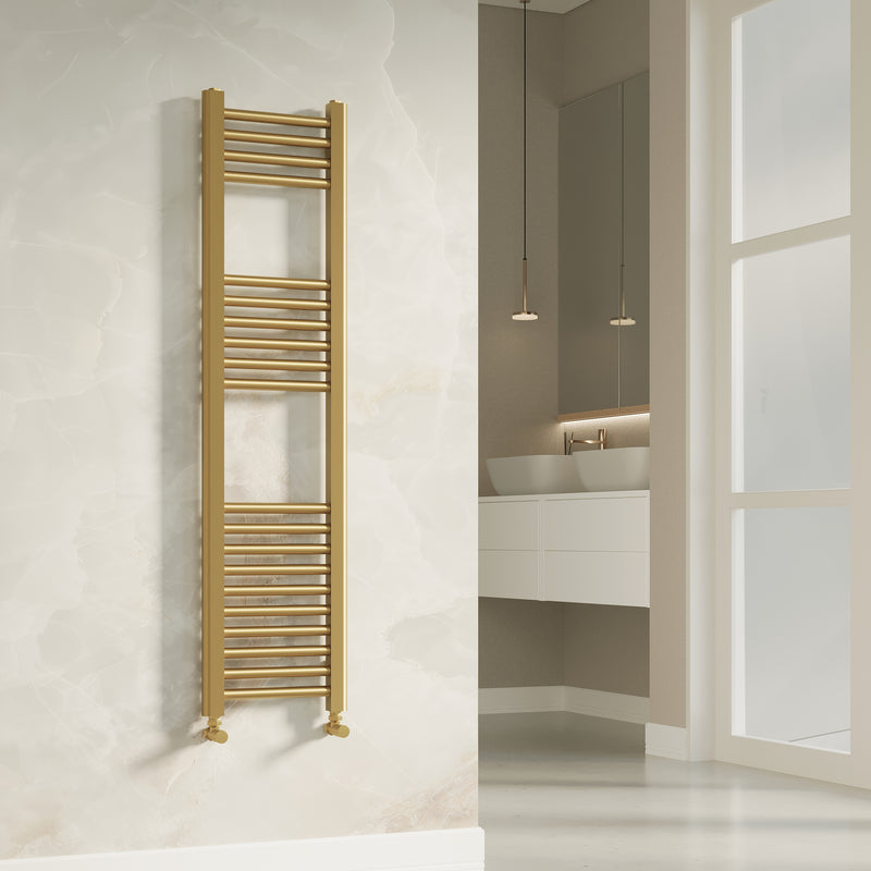 Banyetti Aureli 1200mm x 300mm Brushed Brass Ladder Towel Radiator