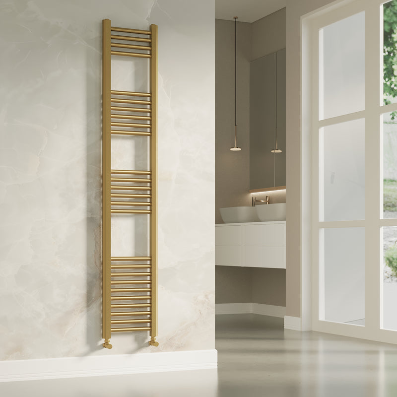 Banyetti Aureli 1600mm x 300mm Brushed Brass Ladder Towel Radiator