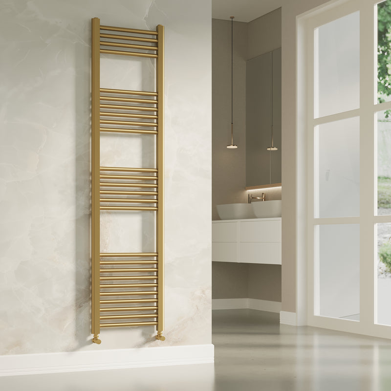 Banyetti Aureli 1600mm x 400mm Brushed Brass Ladder Towel Radiator