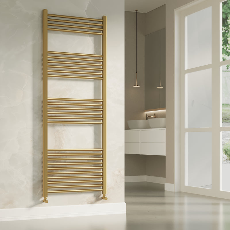 Banyetti Aureli 1600mm x 600mm Brushed Brass Ladder Towel Radiator