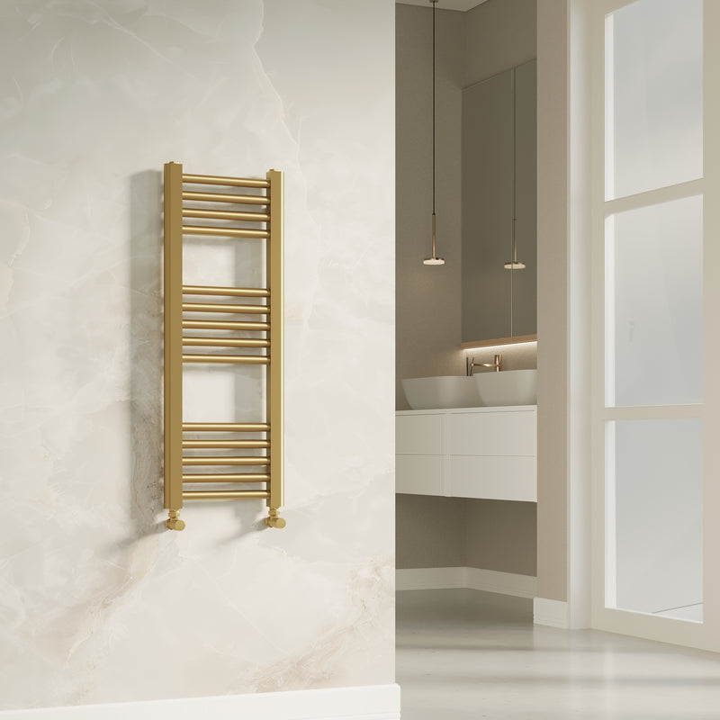 Banyetti Aureli 800mm x 300mm Brushed Brass Ladder Towel Radiator