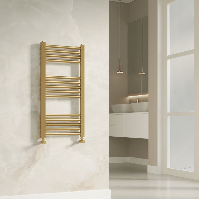 Banyetti Aureli 800mm x 400mm Brushed Brass Ladder Towel Radiator
