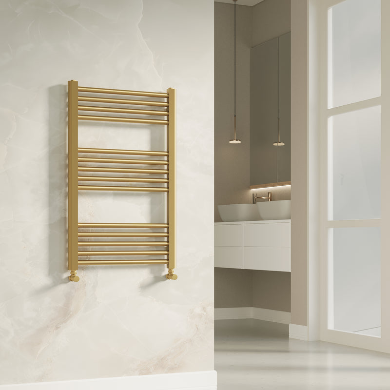 Banyetti Aureli 800mm x 600mm Brushed Brass Ladder Towel Radiator