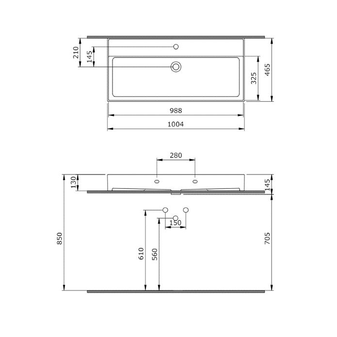 Banyetti Veneto 1 Tap Hole Basin - Various Sizes