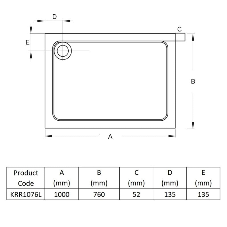 KV Anti-Slip Rectangle Shower Tray - Various Sizes