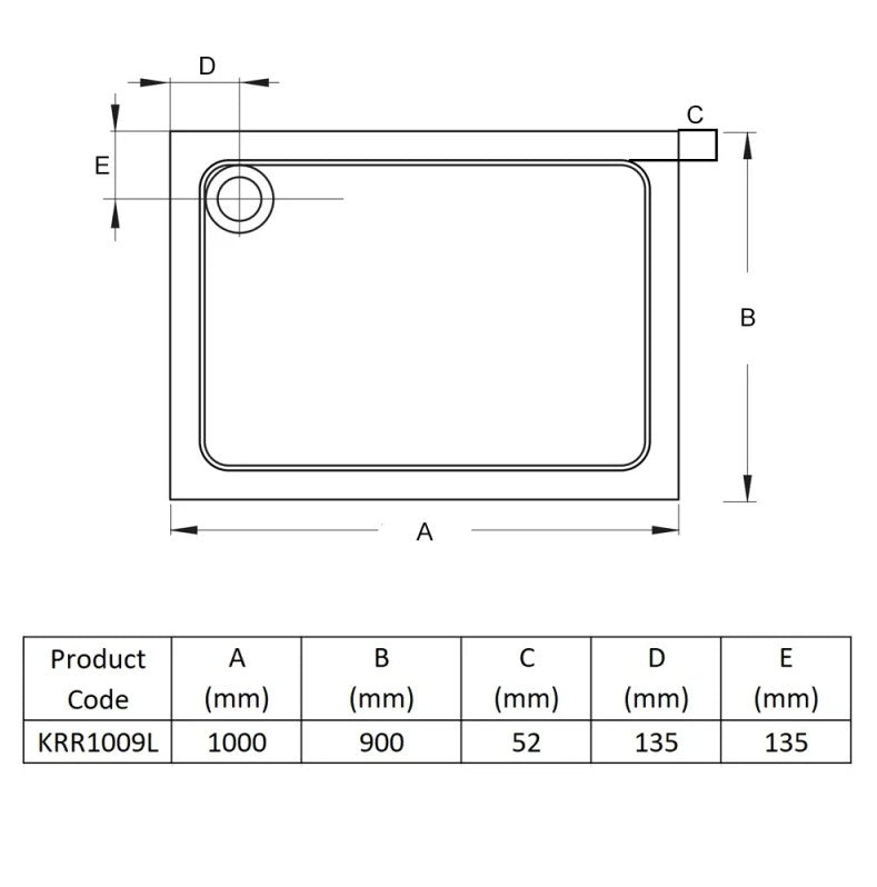 KV Anti-Slip Rectangle Shower Tray - Various Sizes