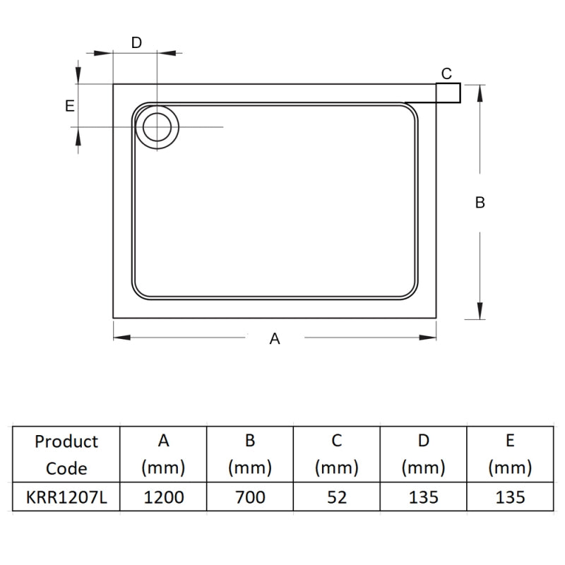 KV Anti-Slip Rectangle Shower Tray - Various Sizes
