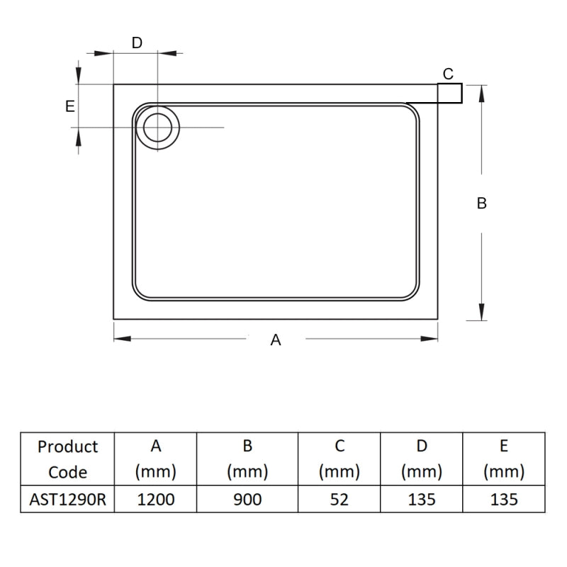 KV Anti-Slip Rectangle Shower Tray - Various Sizes