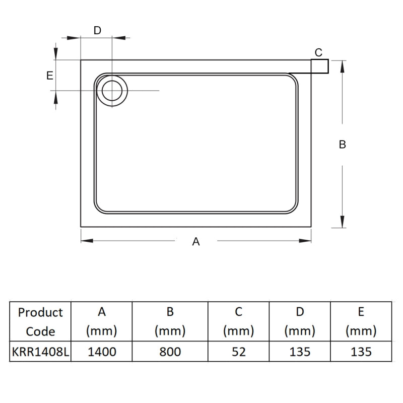 KV Anti-Slip Rectangle Shower Tray - Various Sizes