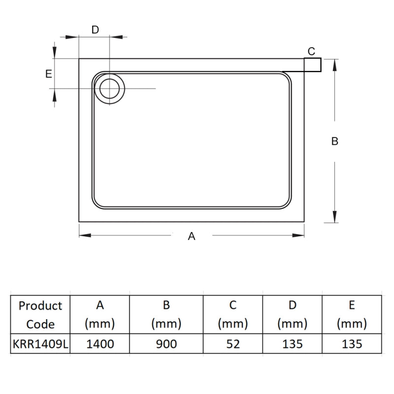 KV Anti-Slip Rectangle Shower Tray - Various Sizes