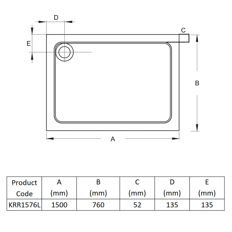 KV Anti-Slip Rectangle Shower Tray - Various Sizes