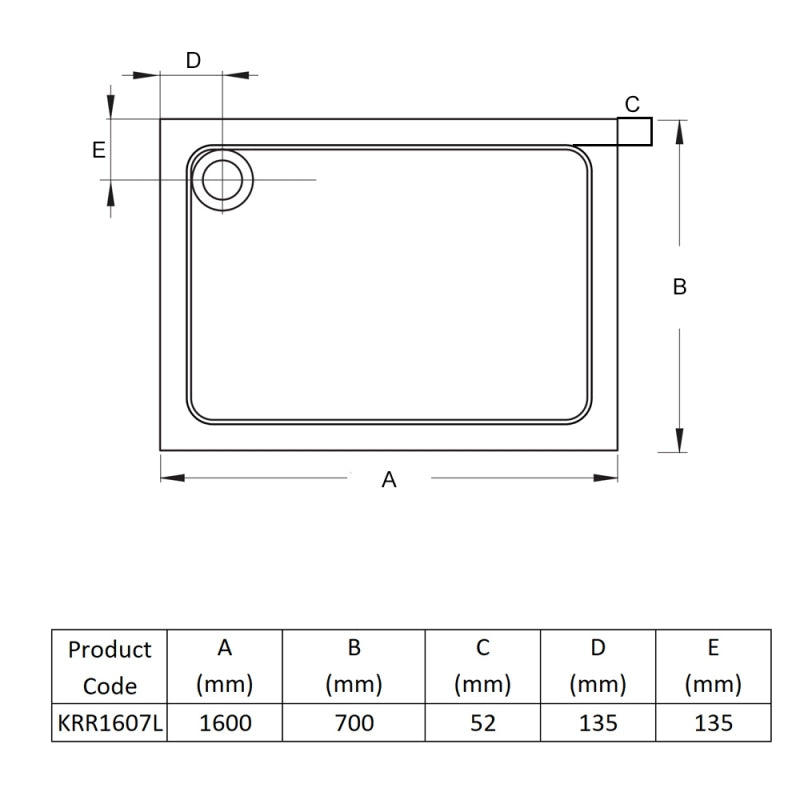 KV Anti-Slip Rectangle Shower Tray - Various Sizes