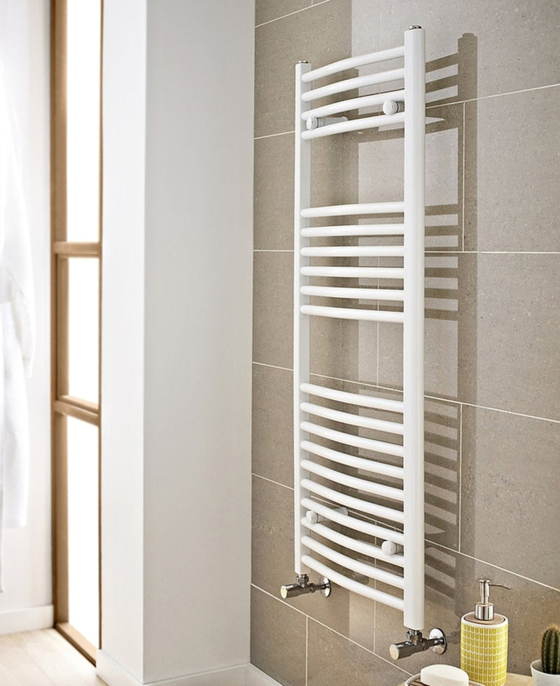 KV Blanco 22mm Round White Ladder Towel Rail Radiator - Various Sizes