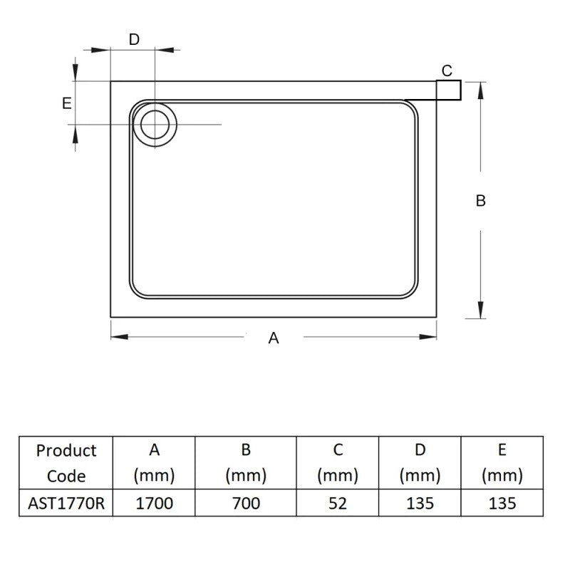 1700x700 Non Slip Shower tray by bathroom nation