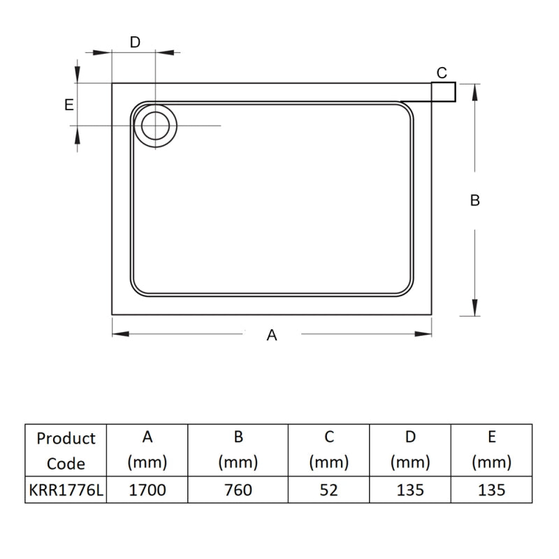 KV Anti-Slip Rectangle Shower Tray - Various Sizes