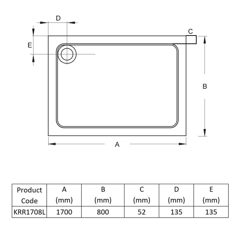 KV Anti-Slip Rectangle Shower Tray - Various Sizes