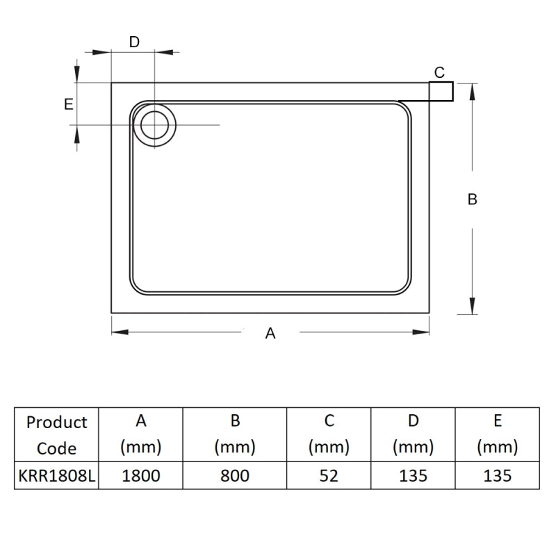 KV Anti-Slip Rectangle Shower Tray - Various Sizes