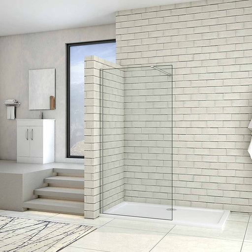 Wetroom screen panel – front view of 1000 mm × 1950 mm chrome‑framed walk‑in shower panel with 8 mm clear glass