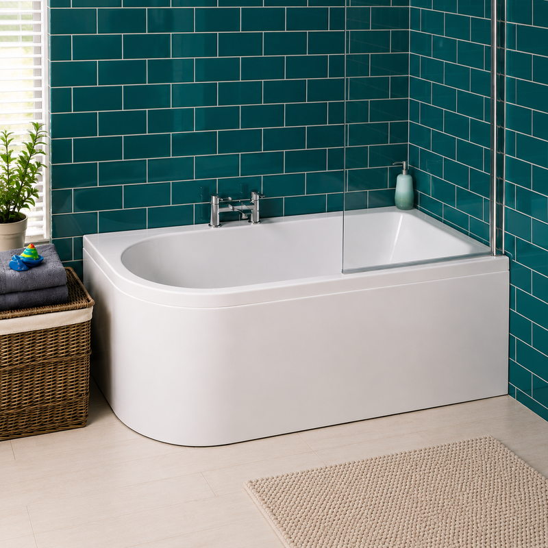 Carron Status 1550mm  x 850mm Curved Shower Bath - Left/Right Hand