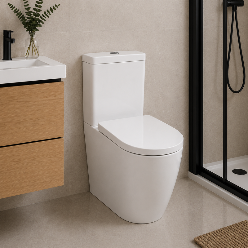 KV Genoa Round Close Coupled Comfort Height Toilet with Soft Close Seat