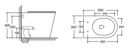 Banyetti Scene Rimless Back to Wall Toilet - Matt Black