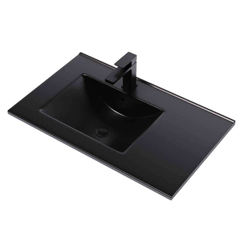 Banyetti Celtic Duo Wall Hung Vanity Unit with Black Lira Offset Basin - 800mm Ostippo Oak