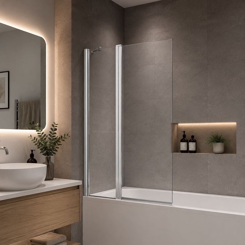 ATC 950 x 1400 Square Straight Bath Screen with Extension - Chrome