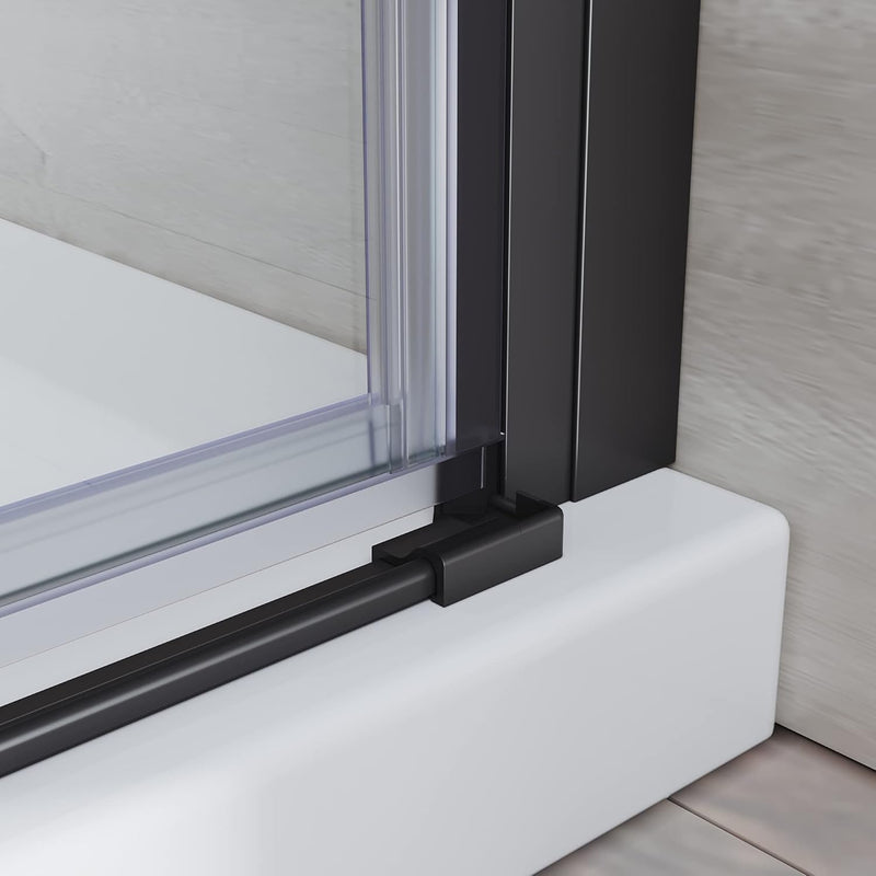 Linea Black Frameless Pivot Shower Door 5mm Clear Glass - Select Size