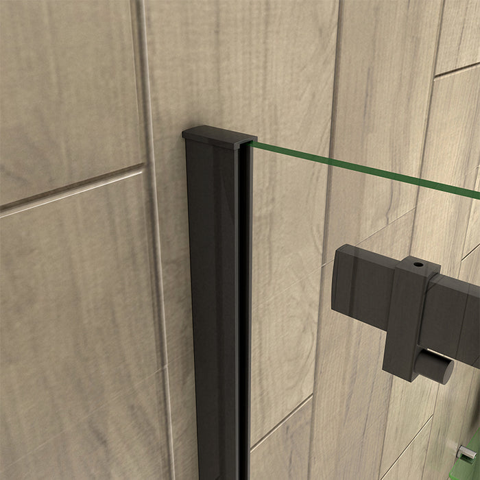 Linea Black Frameless Sliding Shower Door 8mm Clear Glass - Select Size