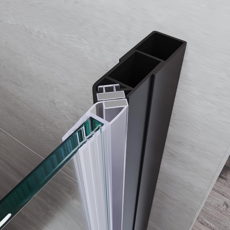 Linea Black Frameless Pivot Shower Door 5mm Clear Glass - Select Size