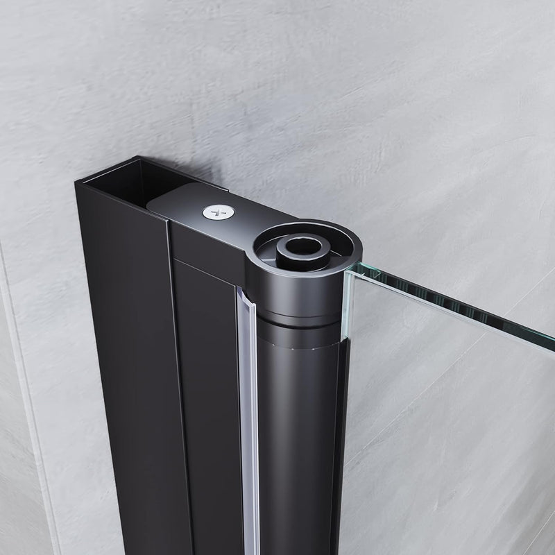 Linea Black Frameless Pivot Shower Door 5mm Clear Glass - Select Size