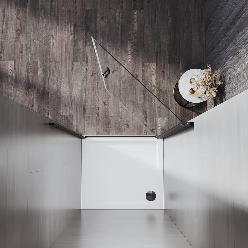 Linea Black Frameless Pivot Shower Door 5mm Clear Glass - Select Size