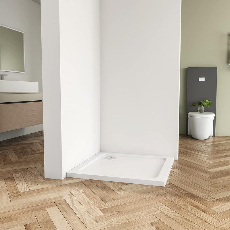 Linea White Slimline Stone Square Shower Tray – Select Size