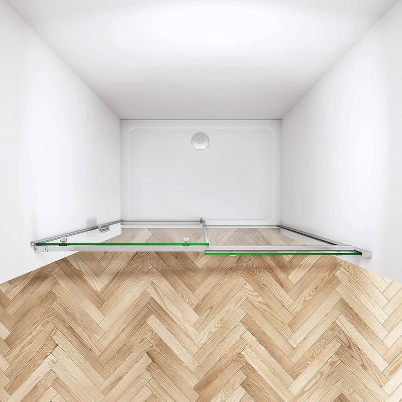 Linea Chrome Frameless Sliding Shower Door 6mm Clear Glass - Select Size