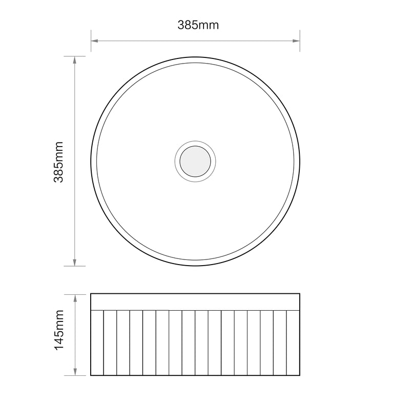 Banyetti Vasca 380mm Round Fluted Countertop Basin - Gloss White