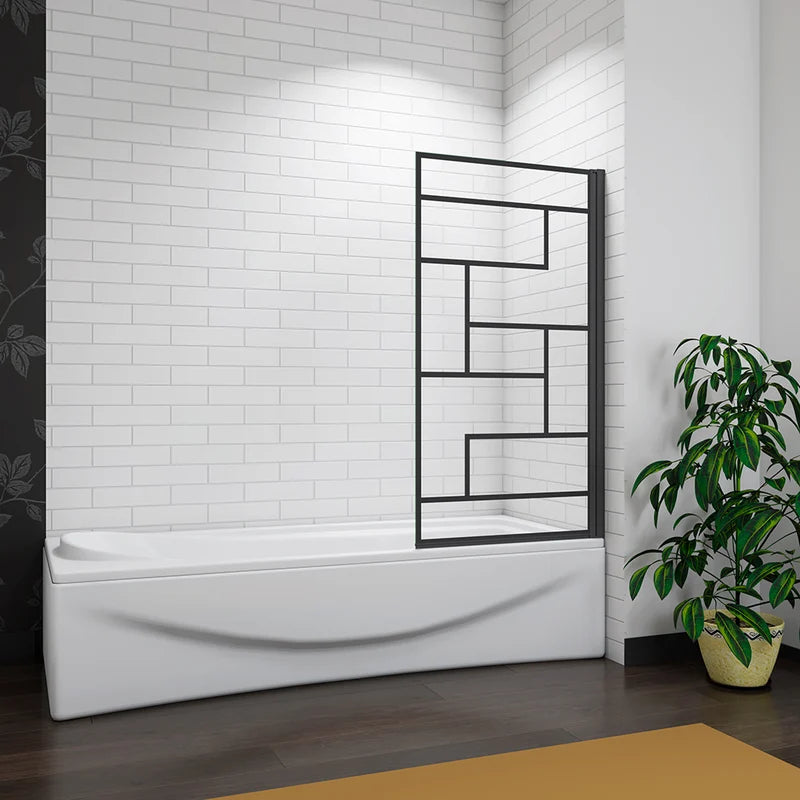 Linea 800 x 1400mm Pivot Bath Shower Screen – Matt Black
