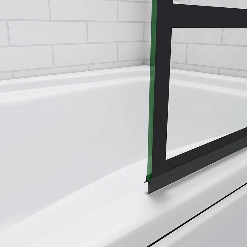 Linea 800 x 1400mm Pivot Bath Shower Screen – Matt Black