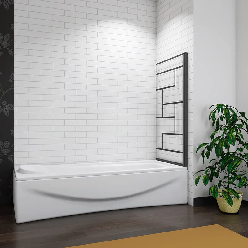 Linea 800 x 1400mm Pivot Bath Shower Screen – Matt Black