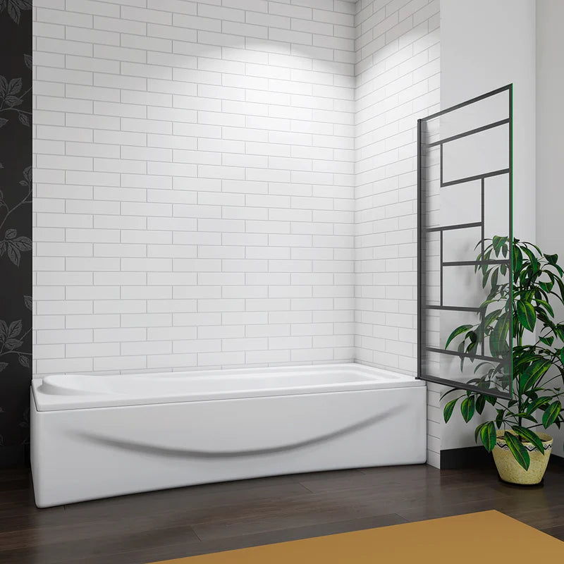 Linea 800 x 1400mm Pivot Bath Shower Screen – Matt Black