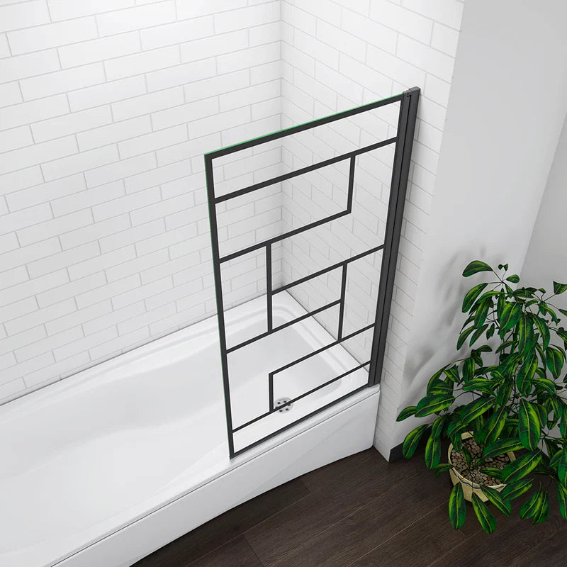 Linea 800 x 1400mm Pivot Bath Shower Screen – Matt Black