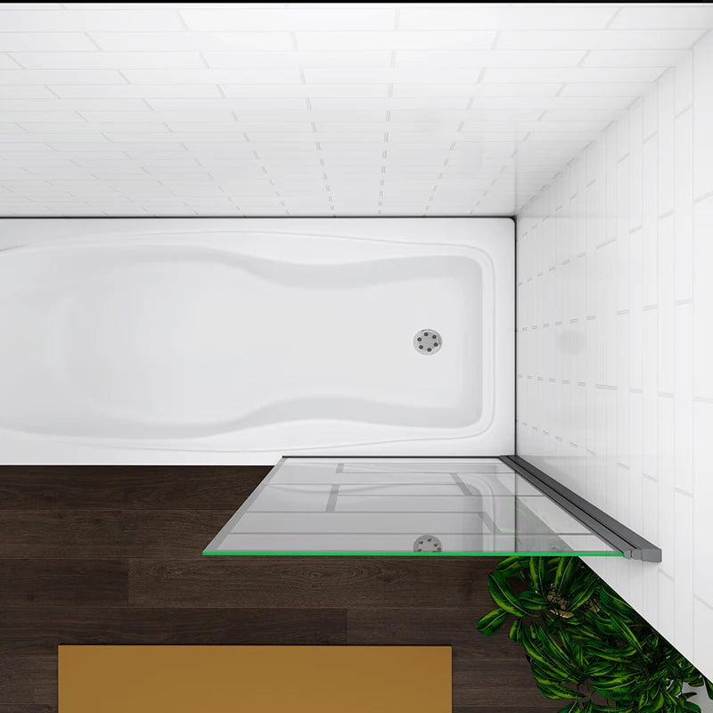 Linea 800 x 1400mm Pivot Bath Shower Screen – Matt Black
