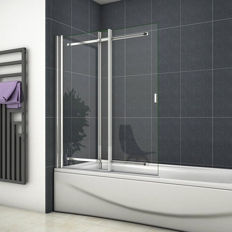 Linea 900 x 1400mm Sliding Bath Shower Screen - Chrome