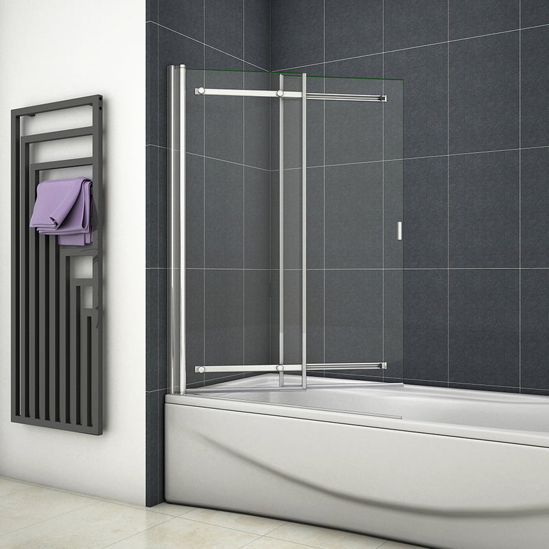 Linea 900 x 1400mm Sliding Bath Shower Screen - Chrome