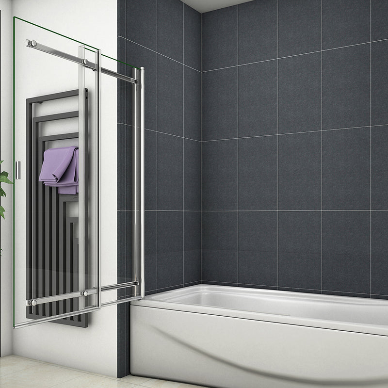 Linea 900 x 1400mm Sliding Bath Shower Screen - Chrome