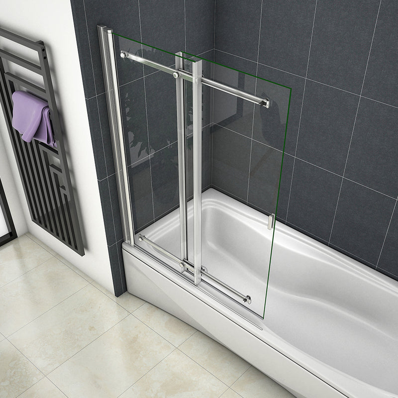 Linea 900 x 1400mm Sliding Bath Shower Screen - Chrome